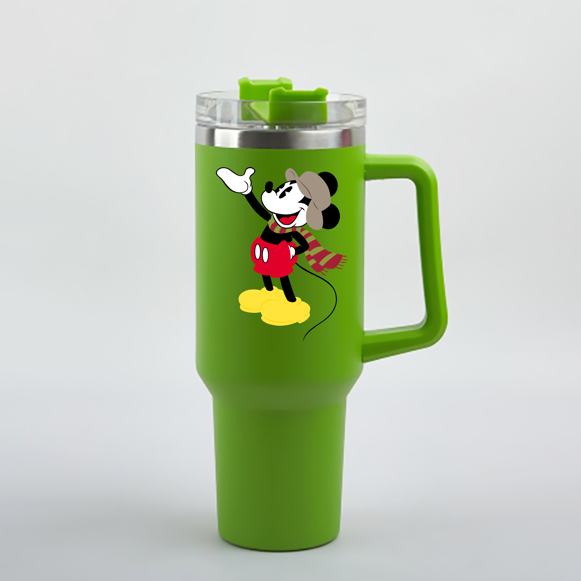 （画像用） ミッキーマウス Mickey Mouse 1200mL車用タンブラー - クリスタルステッカー（プラスチックストロー付き）